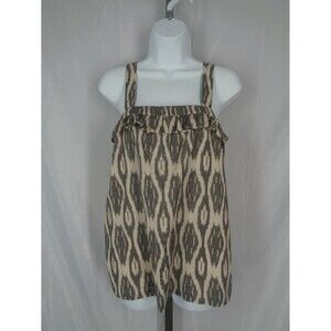 J Crew Factory Ikat Ruffle Flounce Tank Top Size 4